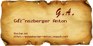 Günszberger Anton névjegykártya